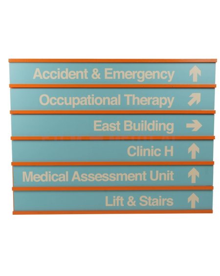 Orange and Turquoise Hospital Signage